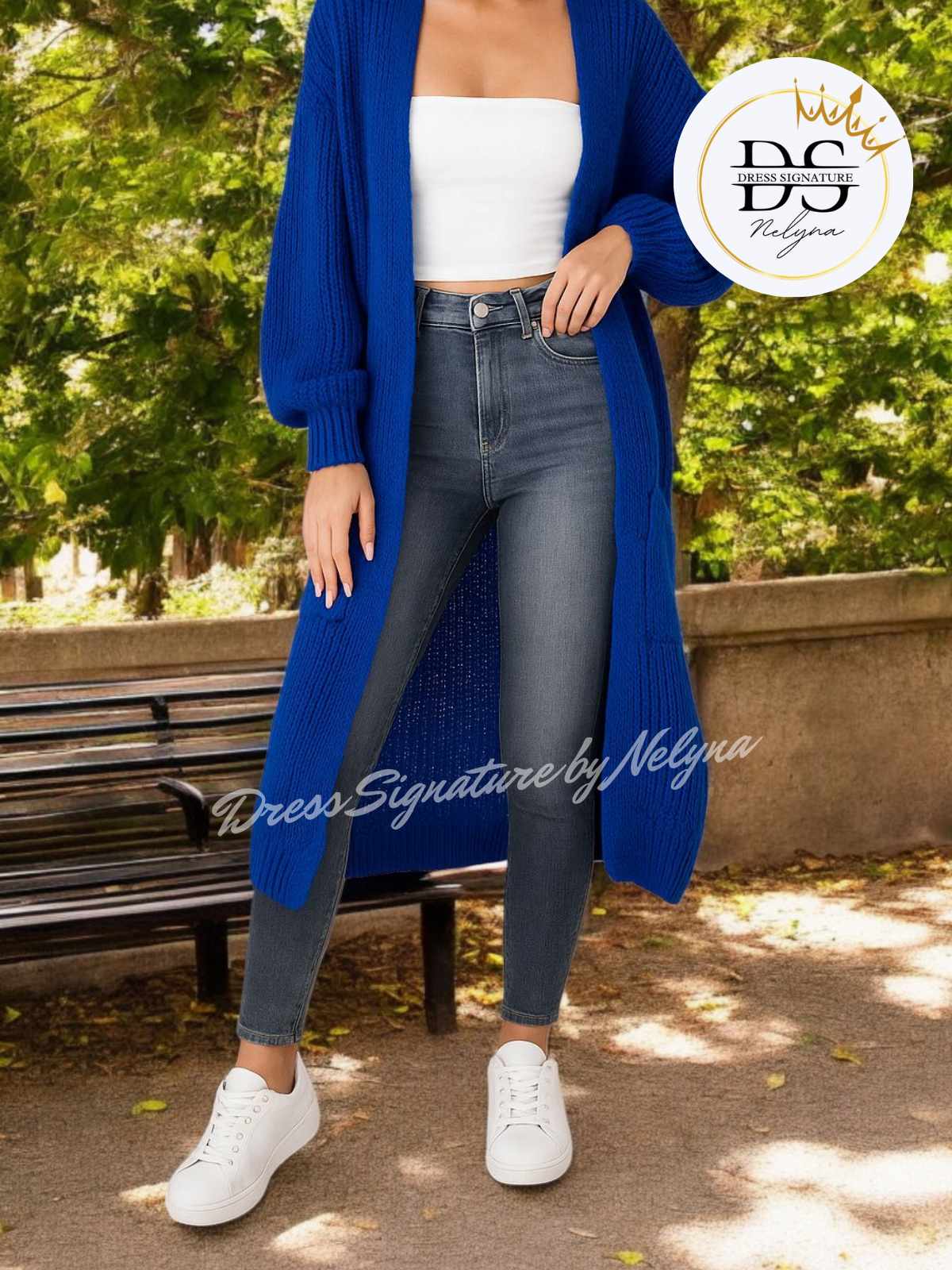 Gilet long maille 2 poches
