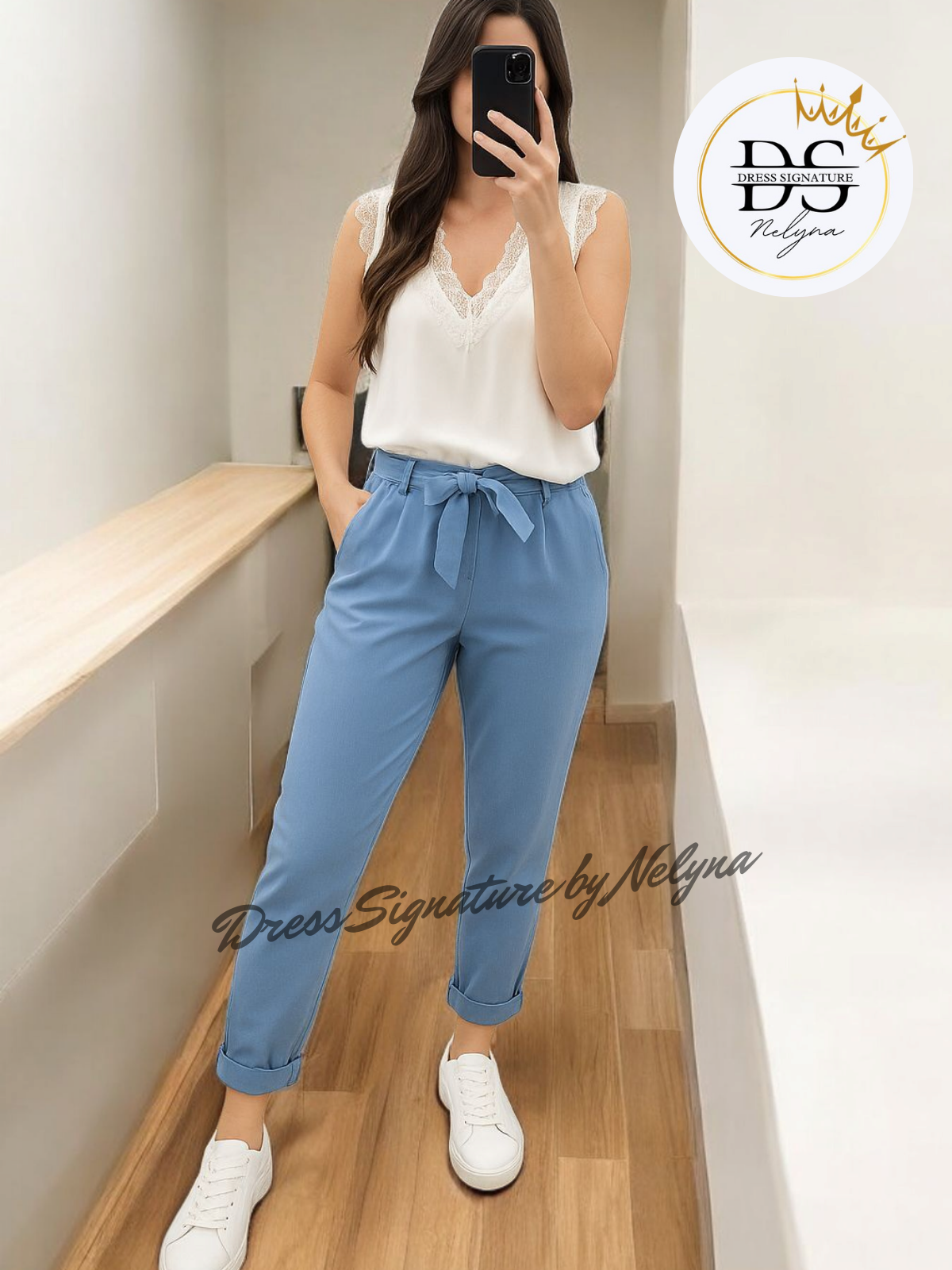 Pantalon céleste élégance
