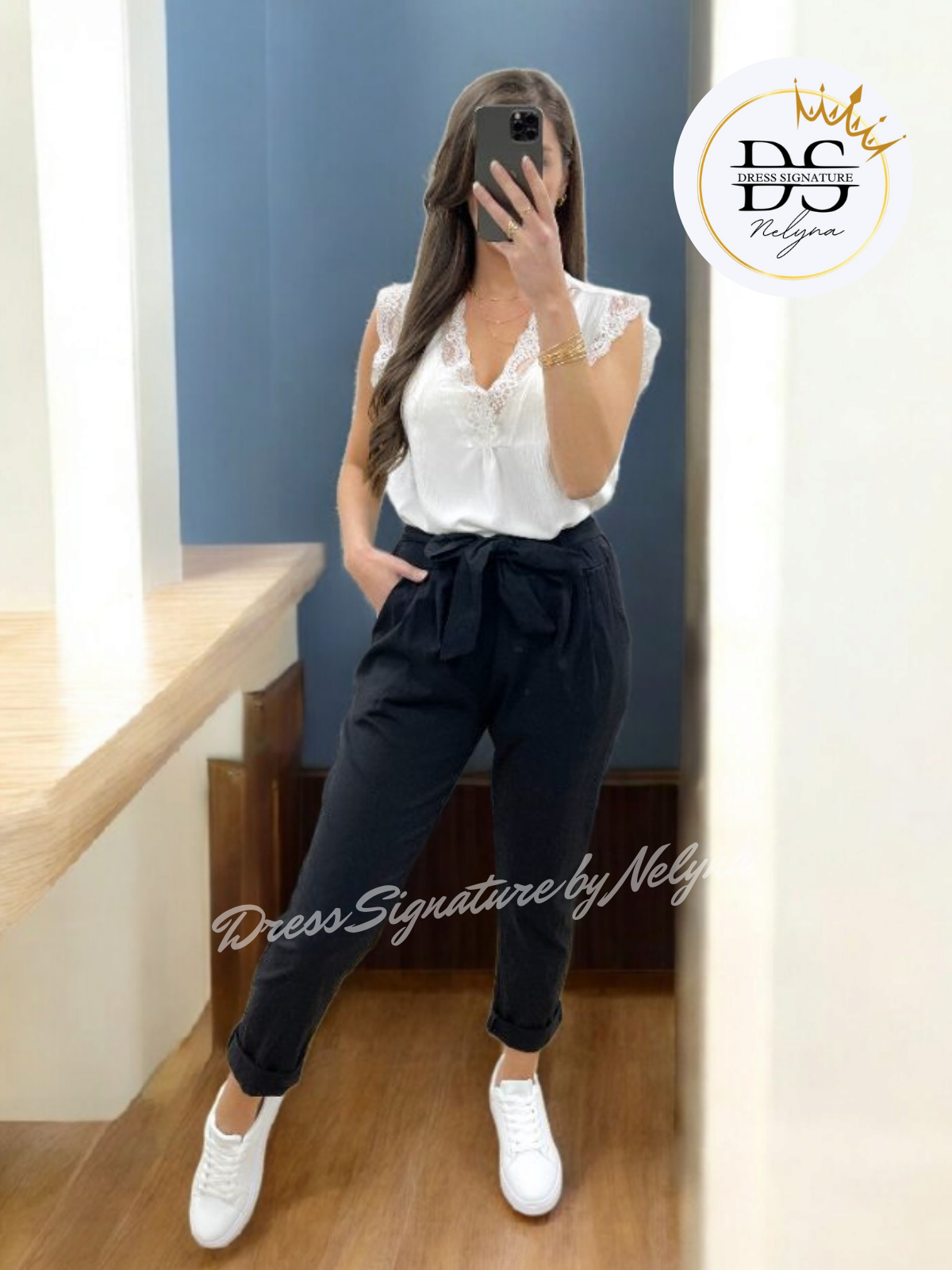 Pantalon céleste élégance