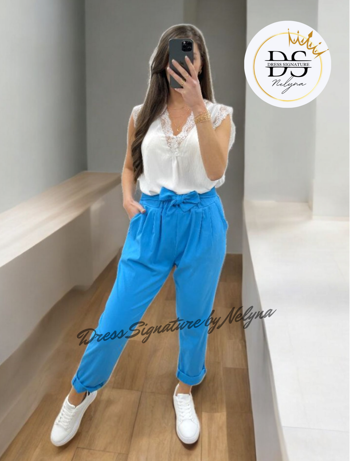 Pantalon céleste élégance