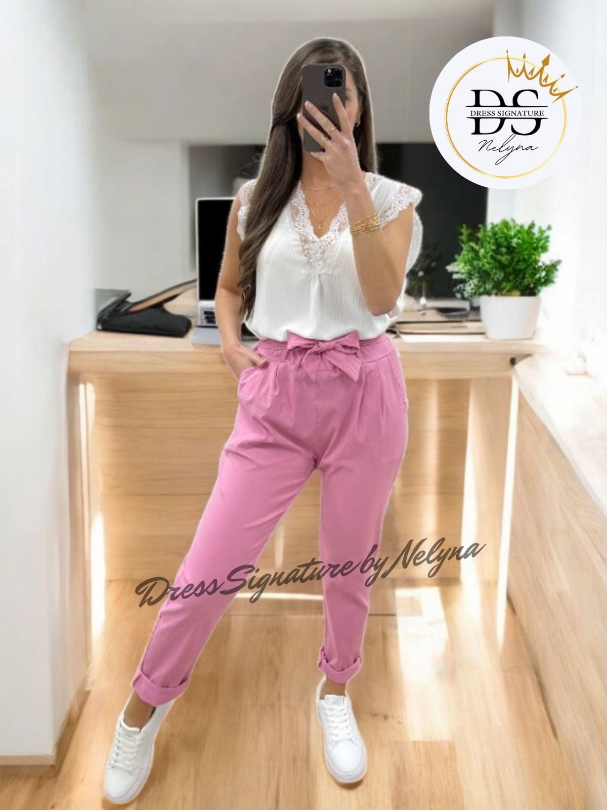 Pantalon céleste élégance