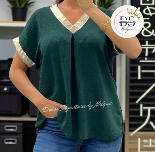 Top col V glam gold