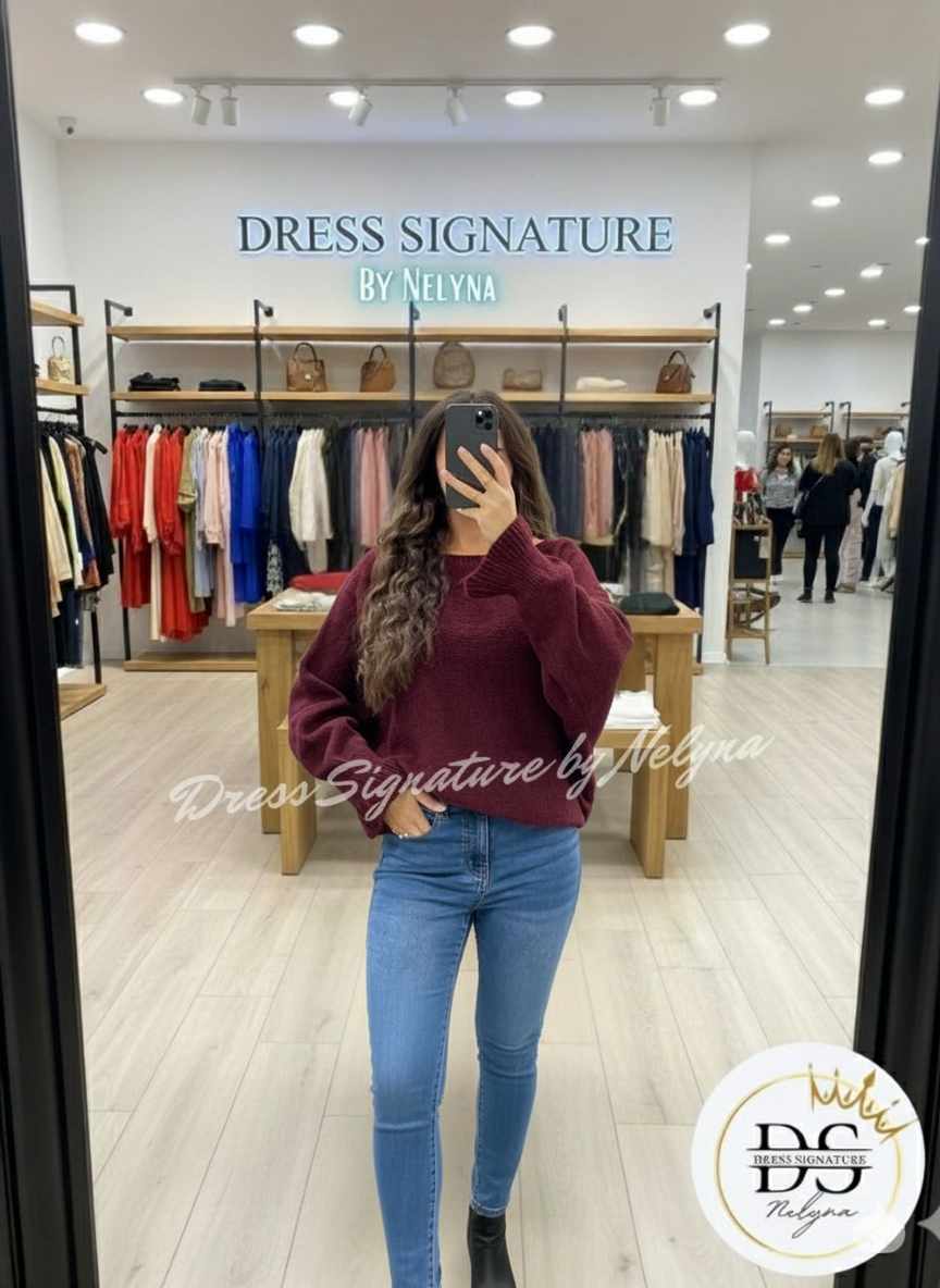 Pull laine détail manches