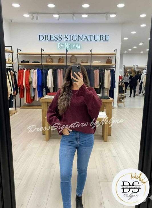 Pull laine détail manches