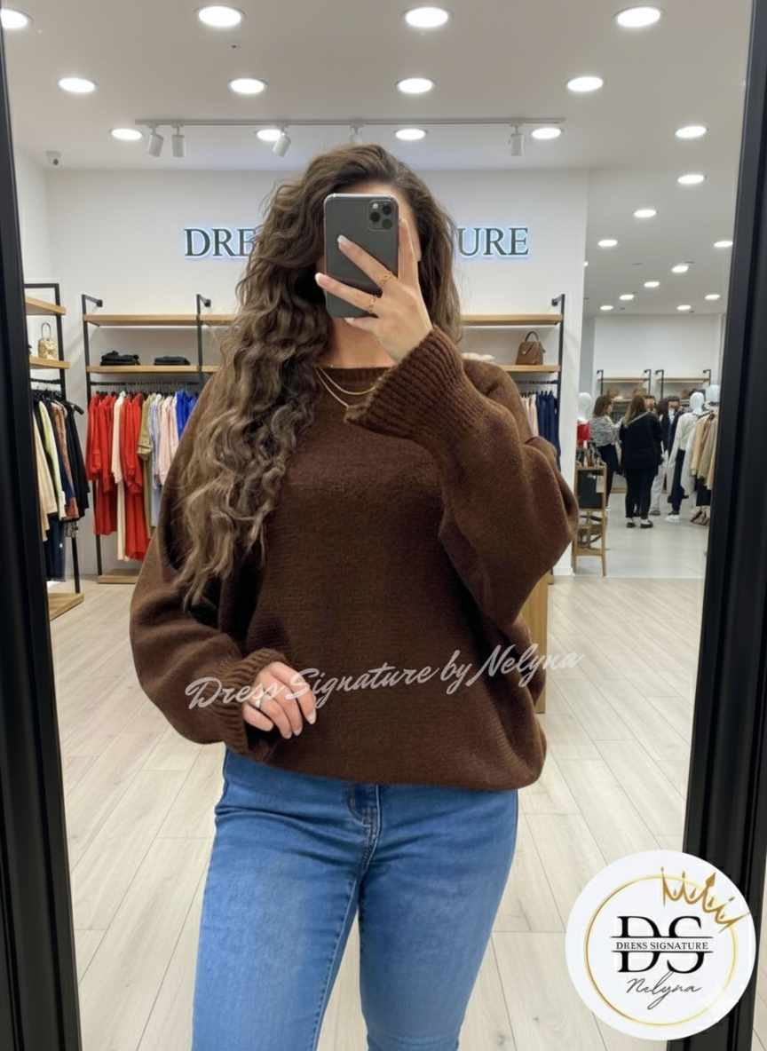 Pull laine détail manches