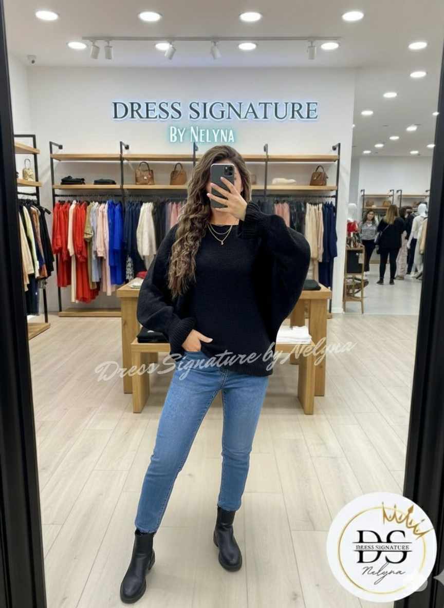 Pull laine détail manches