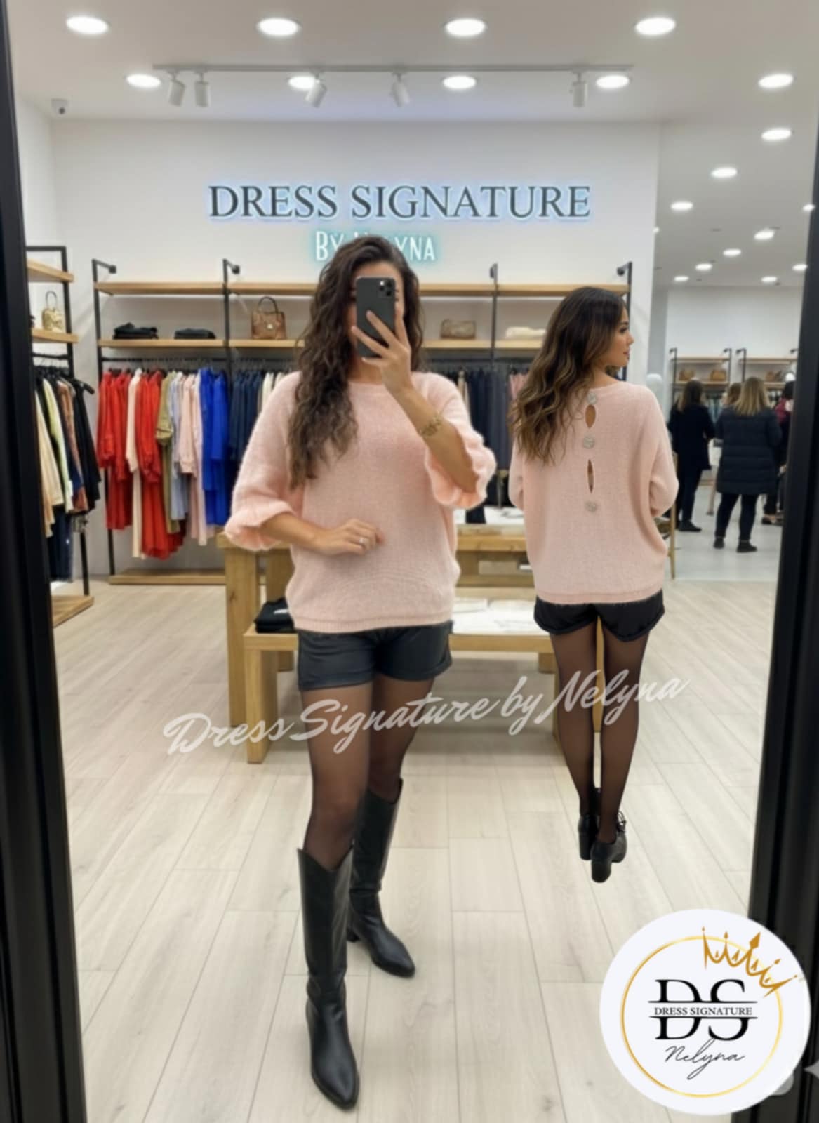 Pull mohair dos à boutons