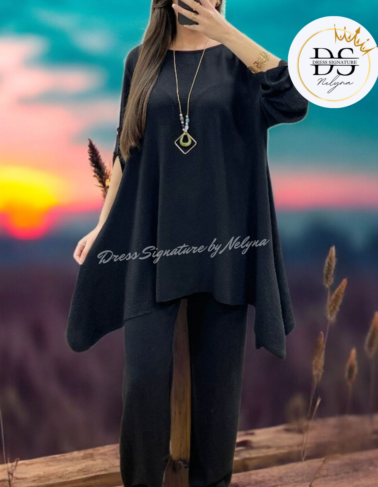 Ensemble 3 pièces Tunique + Pantalon + Col