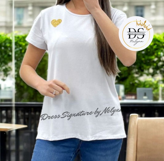 T-shirt coton cœur gold