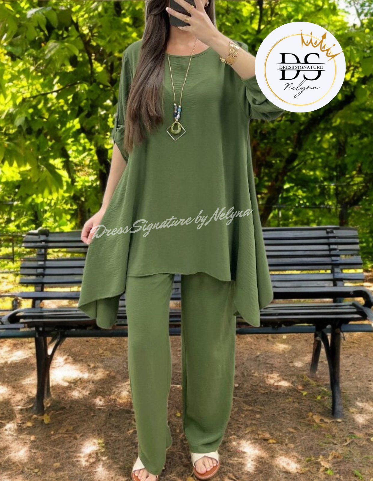 Ensemble 3 pièces Tunique + Pantalon + Col