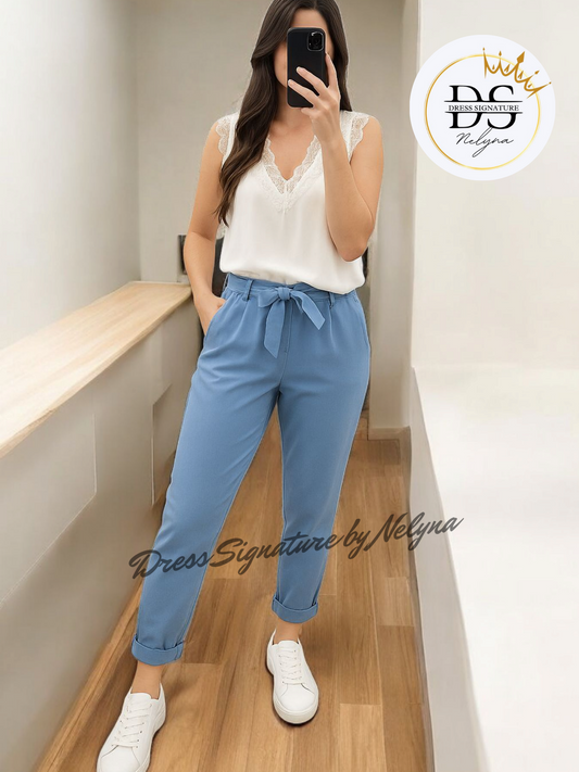 Pantalon céleste élégance